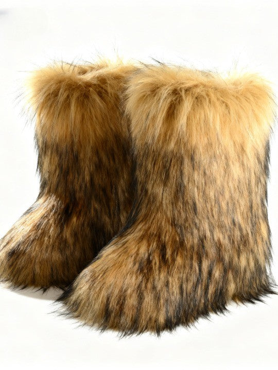 Faux raccoon fur mid-calf boots – Sienna Noosa
