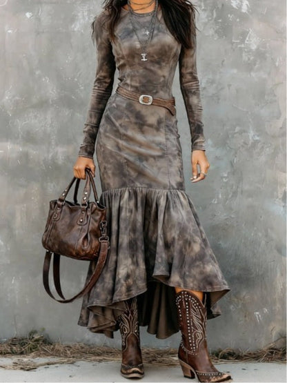 Vintage Polyester Flare Hem Midi Dress Includes Belt – Sienna Noosa