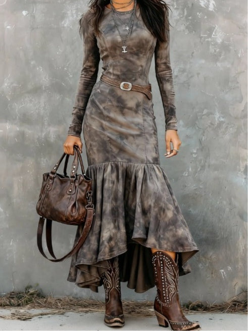 Vintage Polyester Flare Hem Midi Dress Includes Belt – Sienna Noosa