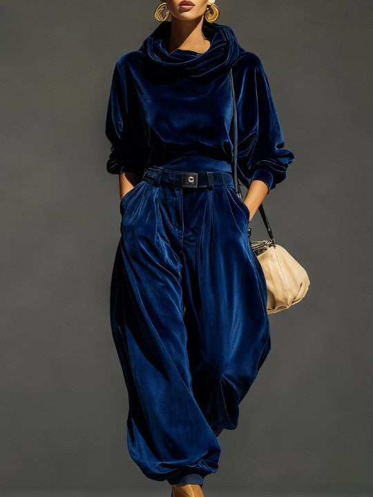Vera Vintage Brown Velvet Hoodie and Loose Fitting Trousers Set Includes Belt – Sienna Noosa