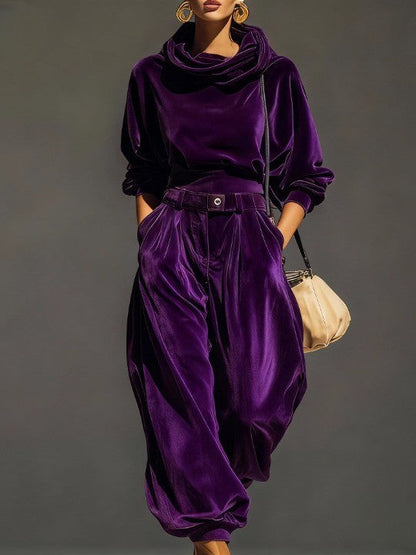 Vera Vintage Brown Velvet Hoodie and Loose Fitting Trousers Set Includes Belt – Sienna Noosa