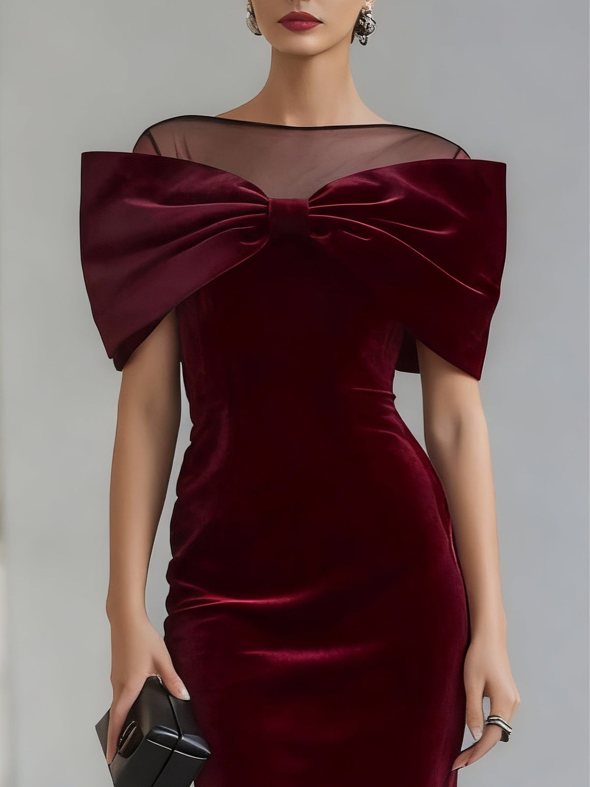 Selma Dramatic Burgundy Velvet Bow Midi Dress – Sienna Noosa