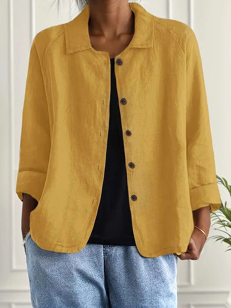 Zeffirine | Relaxed Ocher Textured Button-Front Blouse – Sienna Noosa
