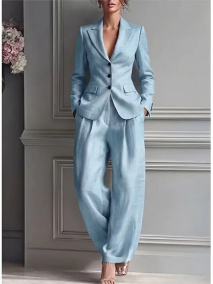Asel Claudia Set Elegant Two-tone With Top Asymmetric And Trousers Wide – Sienna Noosa