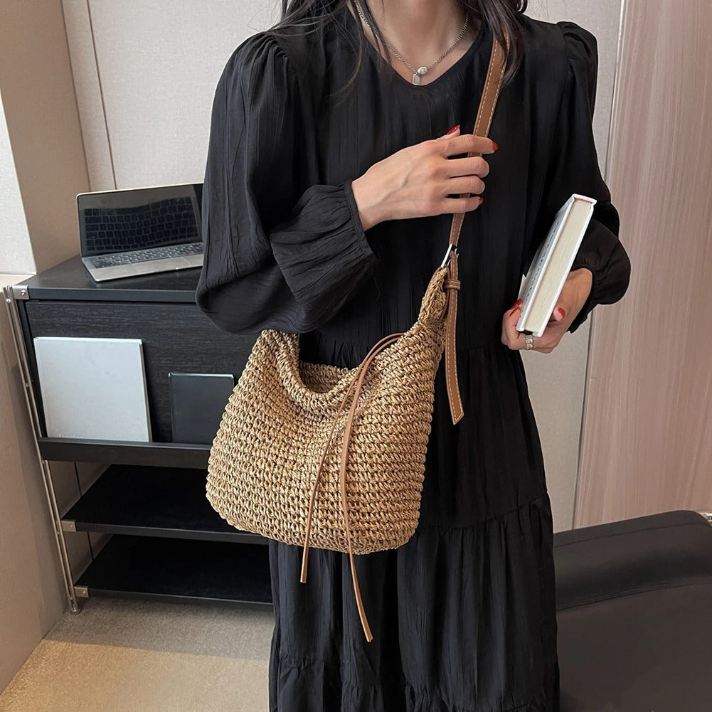 Vera Alma Bag Rafia Tejida With Handle Wrap For Summer – Sienna Noosa