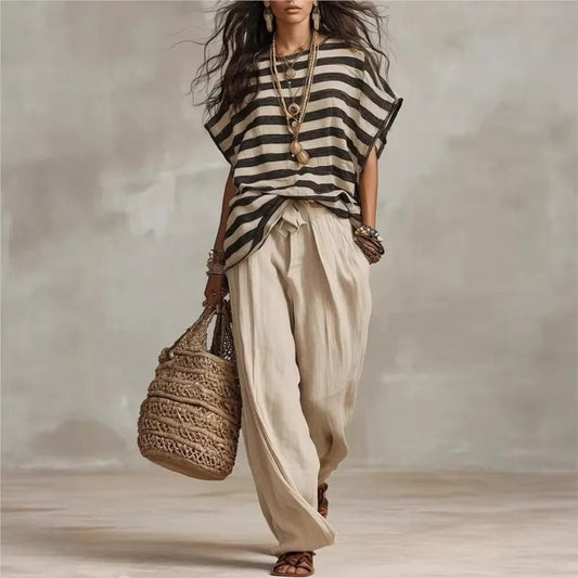 Candela Ines Set Two-Piece With Trousers Palazzo And Details In Contrast – Sienna Noosa