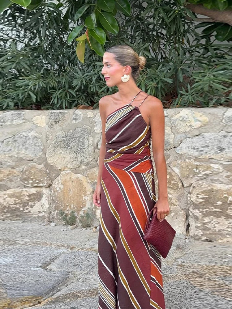 Alcira Elena Maxi Dress Halter With Waist Gathered – Sienna Noosa