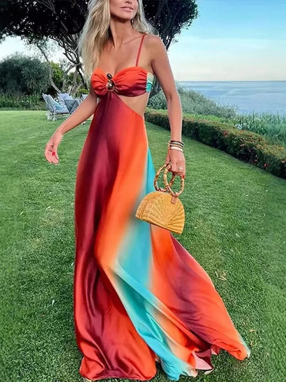Zahara Samira Maxi Dress Halter With Print Geometric – Sienna Noosa