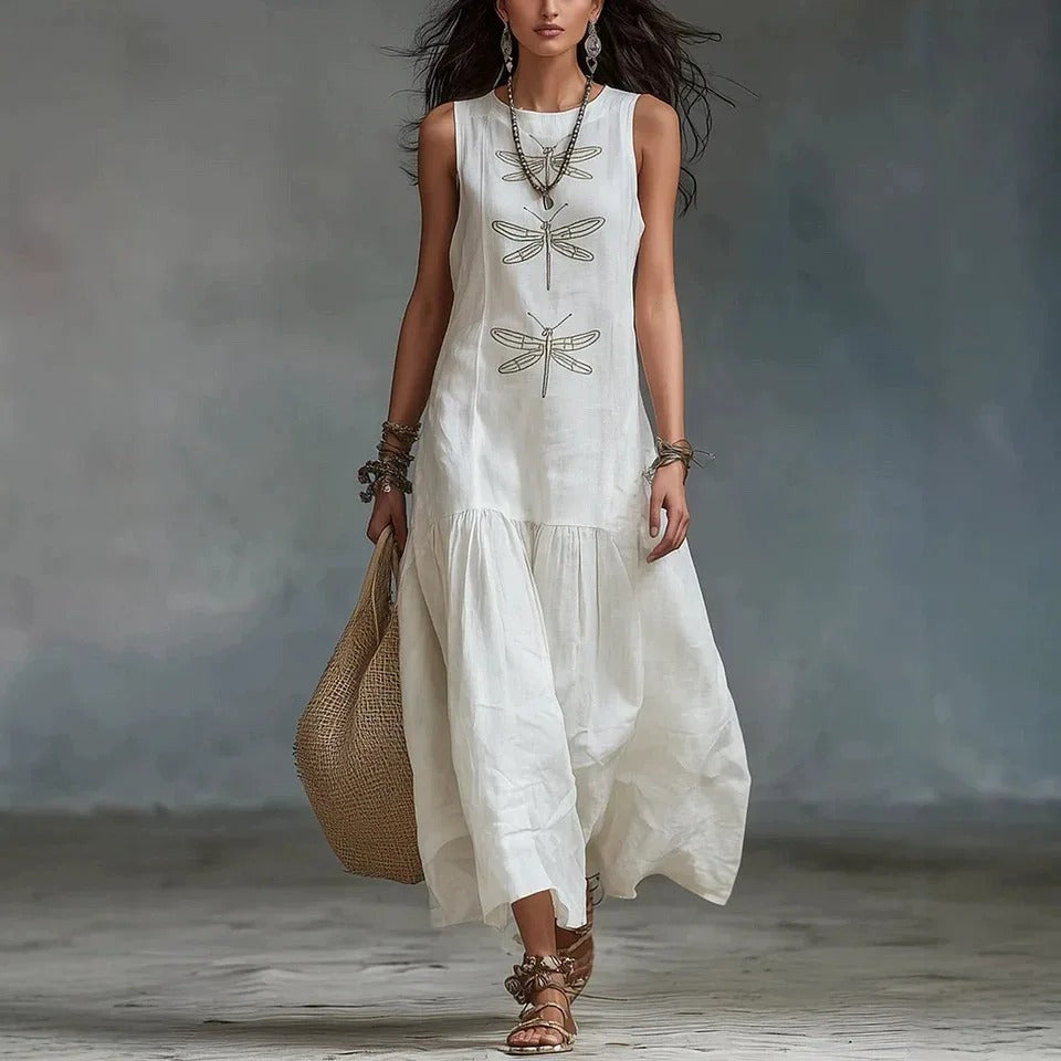 Barbara Daniela Midi Dress Bohemian With Print Libelulas – Sienna Noosa