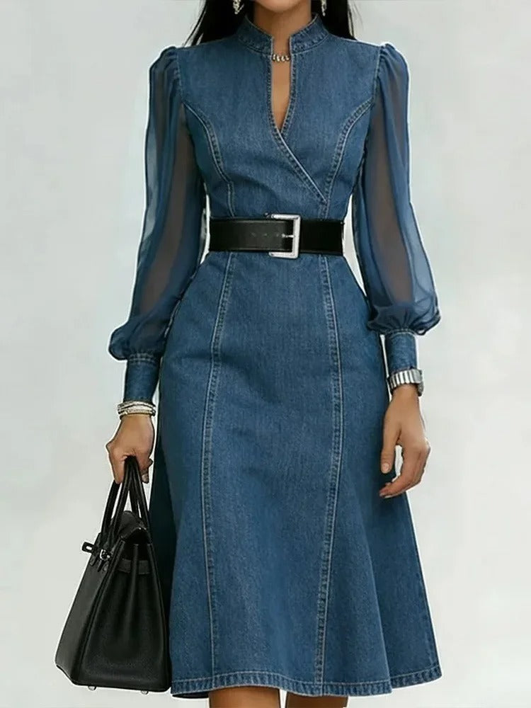 Elena Dress Denim Long With Split – Sienna Noosa