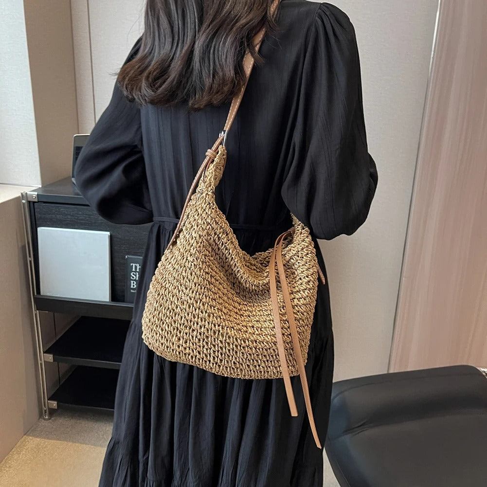 Vera Alma Bag Rafia Tejida With Handle Wrap For Summer – Sienna Noosa