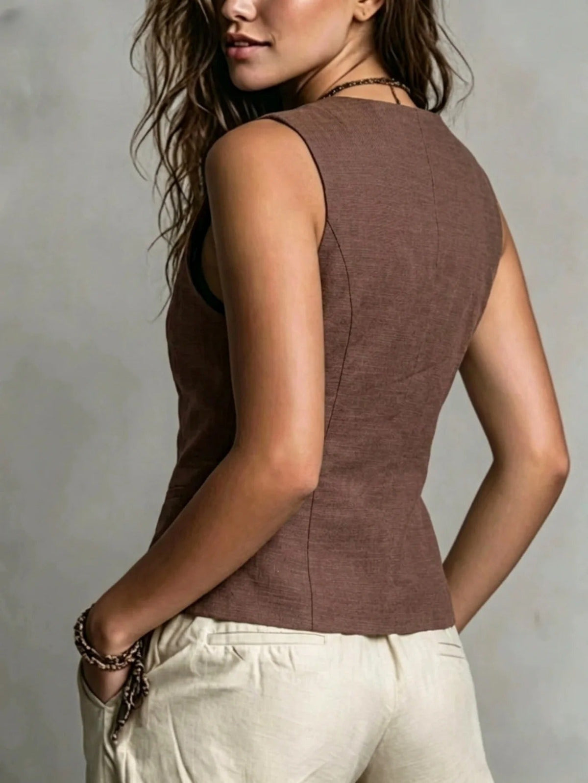 Elvira Waistcoat Linen With Belt Ajustable – Sienna Noosa