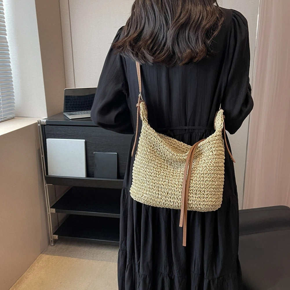 Vera Alma Bag Rafia Tejida With Handle Wrap For Summer – Sienna Noosa