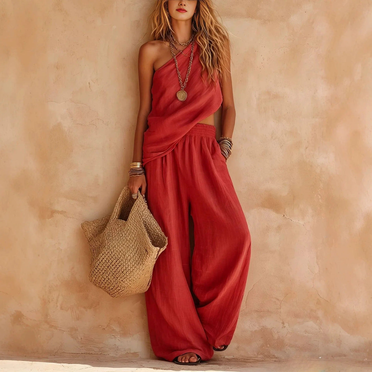 Carlota Adriana Maxi Dress Asymmetric Effect Linen – Sienna Noosa