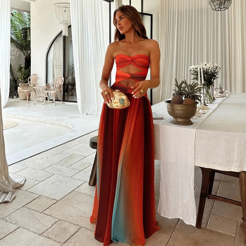 Alba Maxi Dress Openwork With Ombre Tie Dye – Sienna Noosa