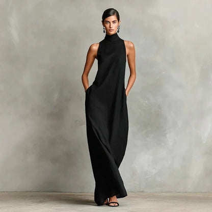 Celsa Marina Dress Long Relaxed Without Sleeves With Neck High – Sienna Noosa