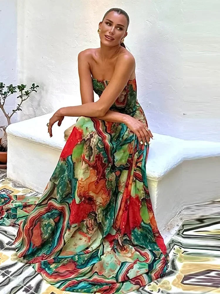 Isadora Valeria Maxi Dress Floral With Neckline Cuadrado – Sienna Noosa