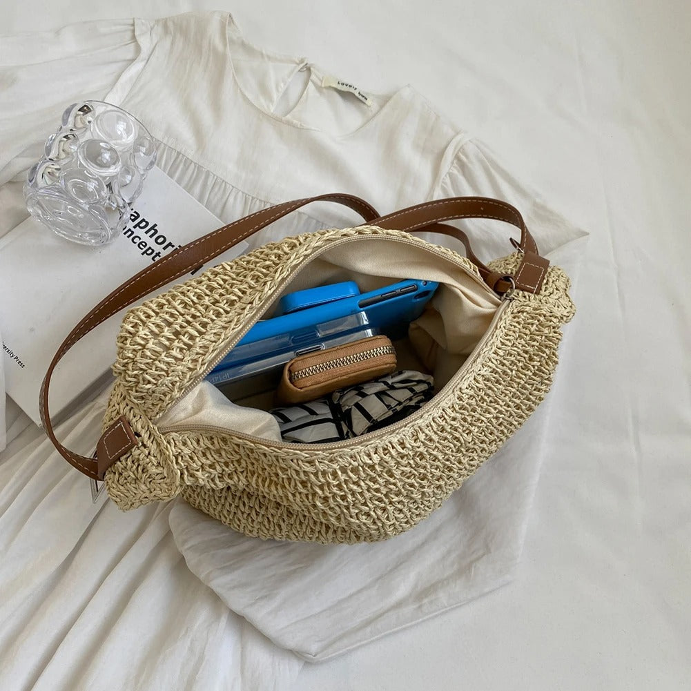 Vera Alma Bag Rafia Tejida With Handle Wrap For Summer – Sienna Noosa