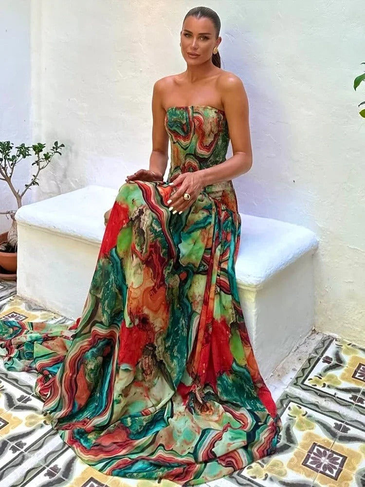 Isadora Valeria Maxi Dress Floral With Neckline Cuadrado – Sienna Noosa