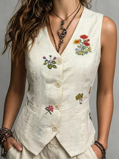 Jimena Waistcoat Floral With Solapas – Sienna Noosa