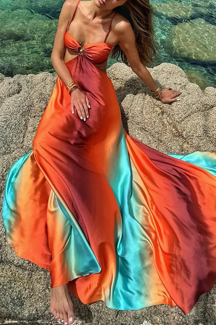 Zahara Samira Maxi Dress Halter With Print Geometric – Sienna Noosa