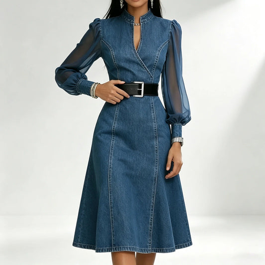 Elena Dress Denim Long With Split – Sienna Noosa
