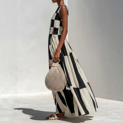 Belinda Sofia Set Linen With Top Halter And Trousers Wide A-line Striped – Sienna Noosa