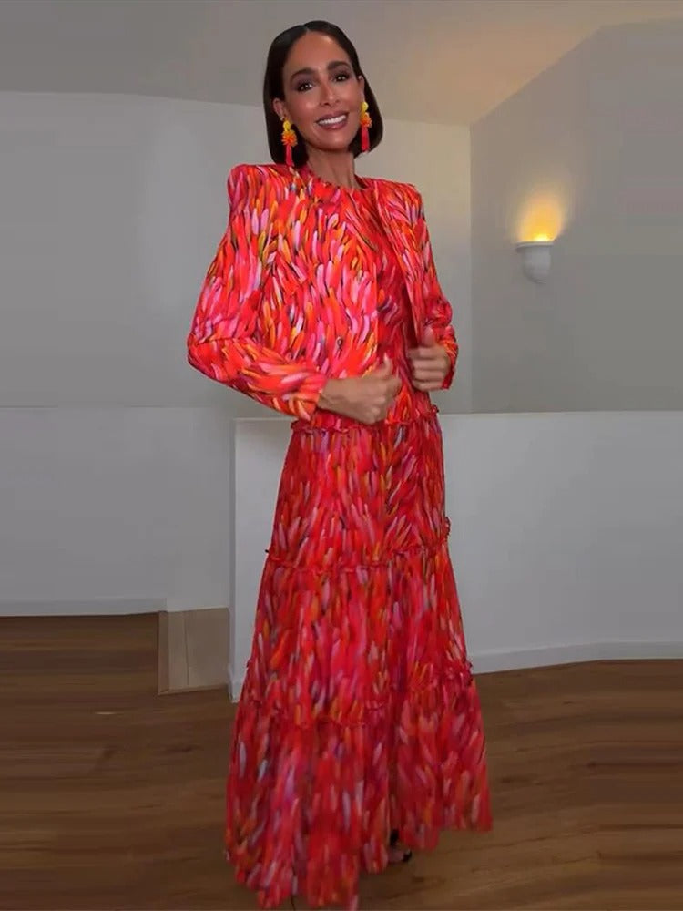 Mariela Nerea Set Floral With Top Halter And Skirt Maxi – Sienna Noosa