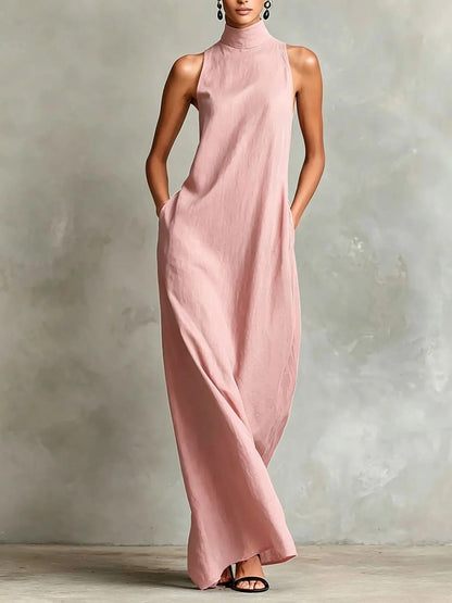Celina Marina Dress Long Relaxed Without Sleeves With Neck High – Sienna Noosa