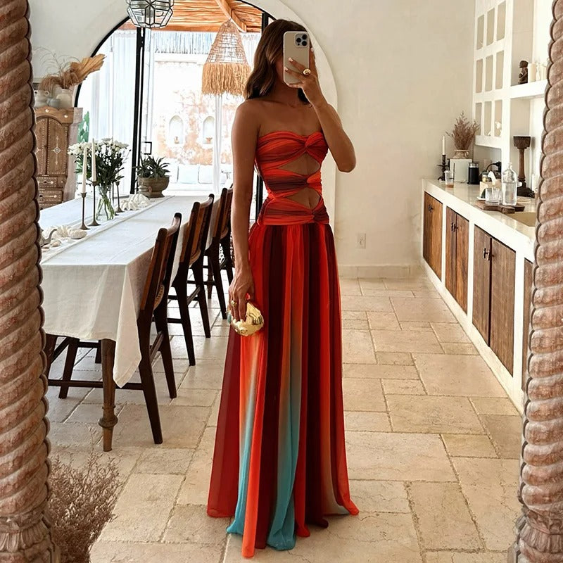 Alba Maxi Dress Openwork With Ombre Tie Dye – Sienna Noosa