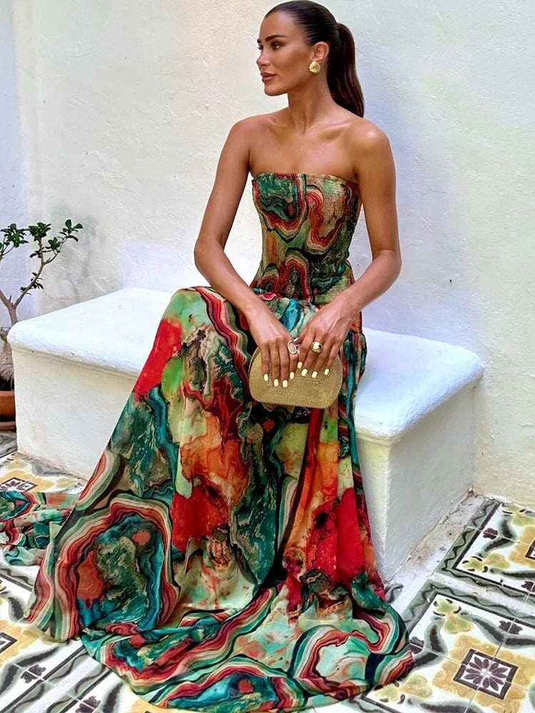 Isadora Valeria Maxi Dress Floral With Neckline Cuadrado – Sienna Noosa