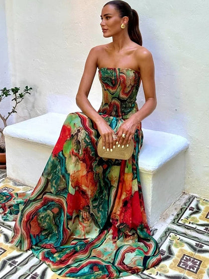 Isadora Valeria Maxi Dress Floral With Neckline Cuadrado – Sienna Noosa