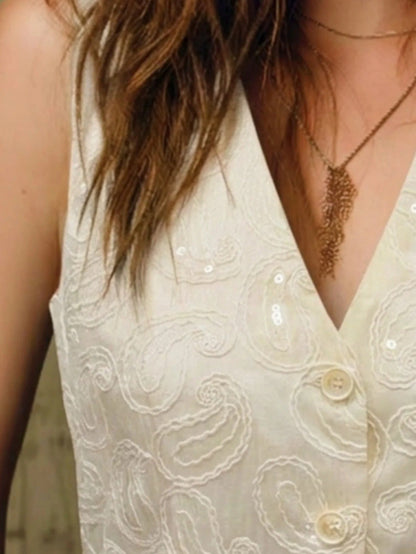 Adriana Waistcoat Linen With Lazo Ajustable – Sienna Noosa