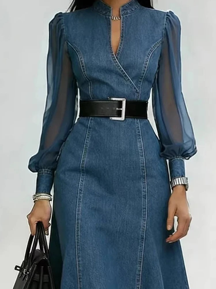 Elena Dress Denim Long With Split – Sienna Noosa