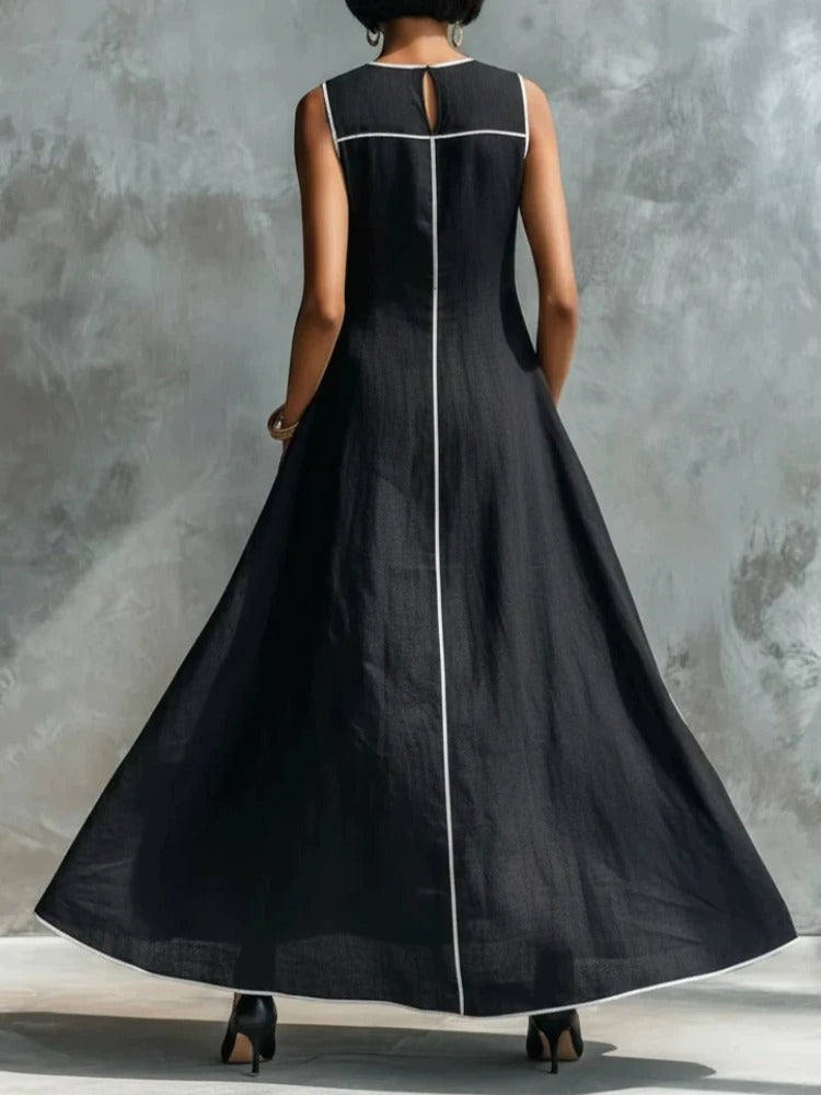 Carlota Maxi Dress Black With Ribetes In Contrast – Sienna Noosa