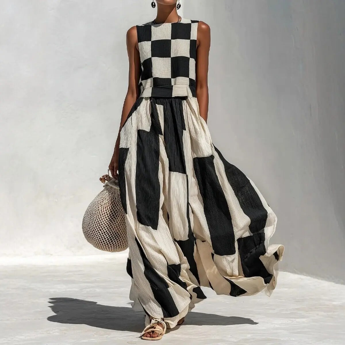 Belinda Sofia Set Linen With Top Halter And Trousers Wide A-line Striped – Sienna Noosa
