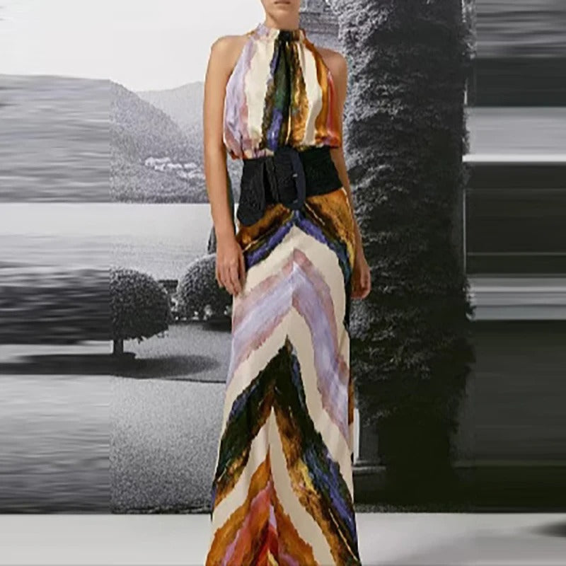 Élodie Amelie Maxi Dress Halter Floral With Skirt Ruffles – Sienna Noosa