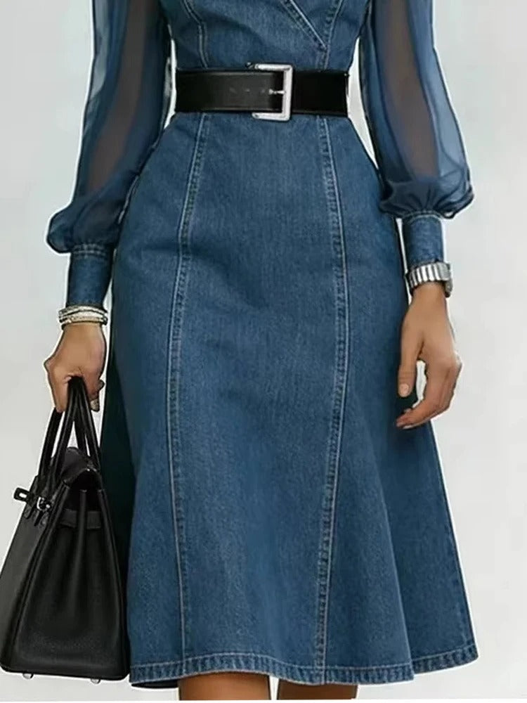 Elena Dress Denim Long With Split – Sienna Noosa