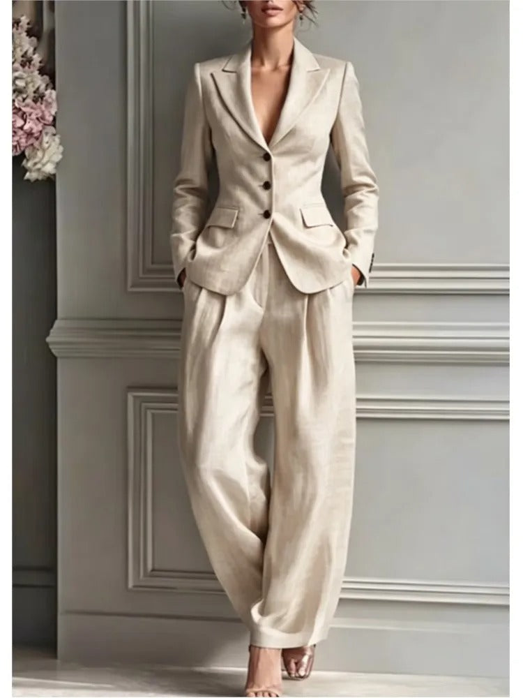 Asel Claudia Set Elegant Two-tone With Top Asymmetric And Trousers Wide – Sienna Noosa