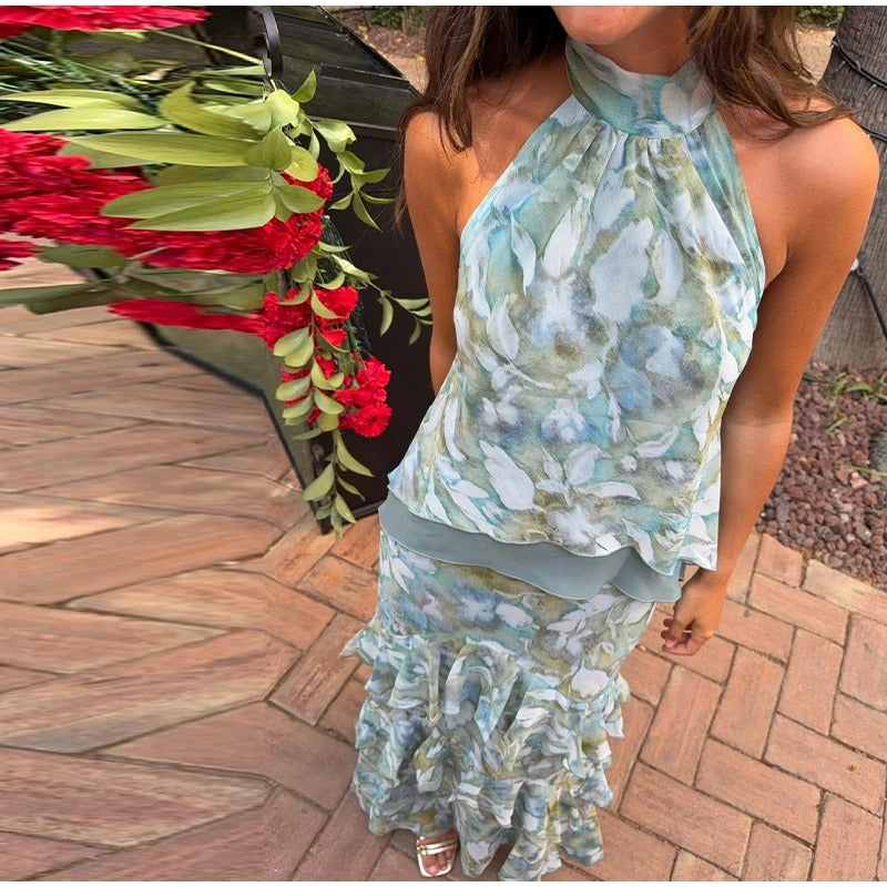 Elora Aitana Maxi Dress Halter With Ruffles – Sienna Noosa
