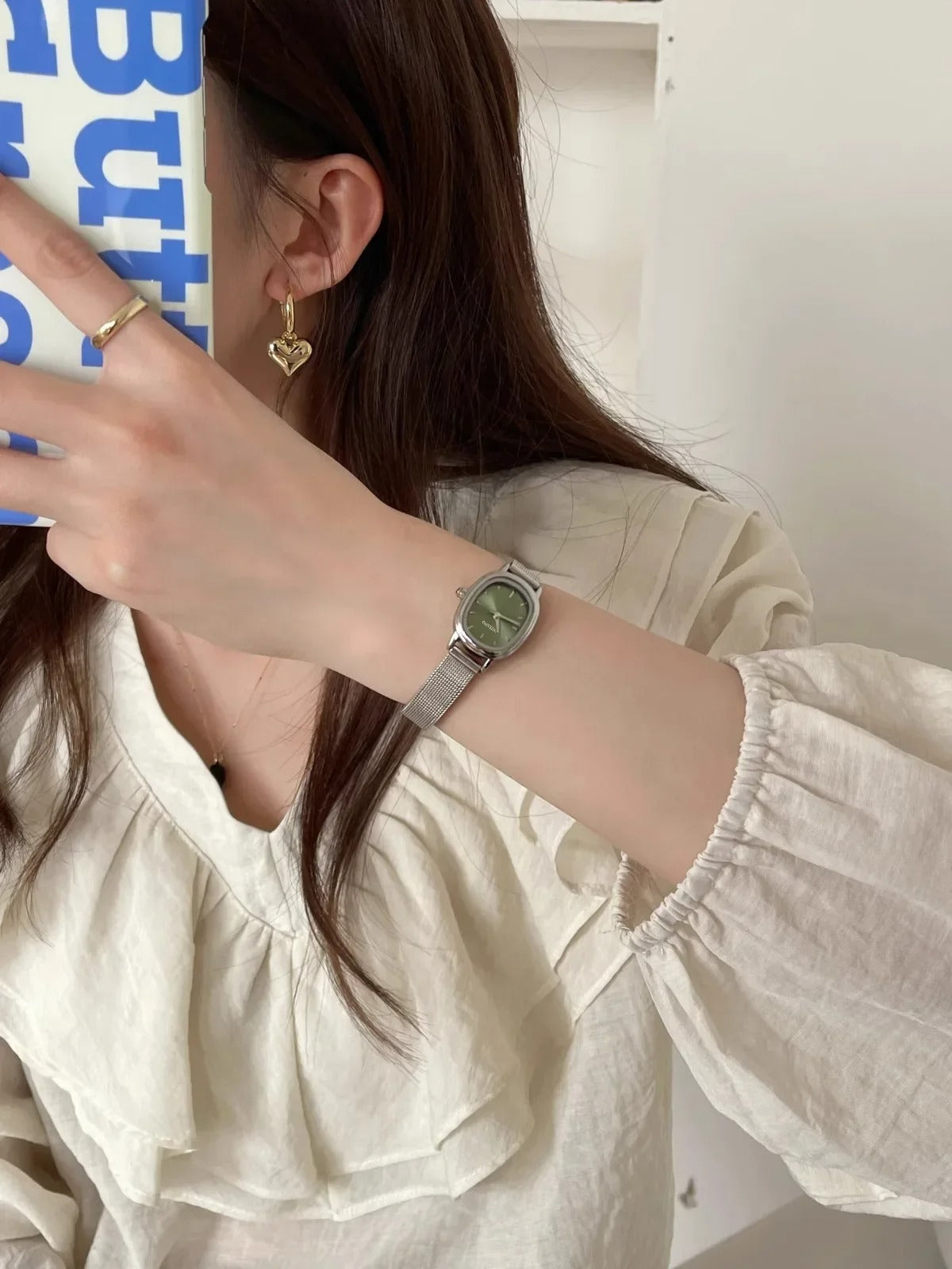 Esmeralda Reloj Ovalado Green Acero Inoxidable – Sienna Noosa