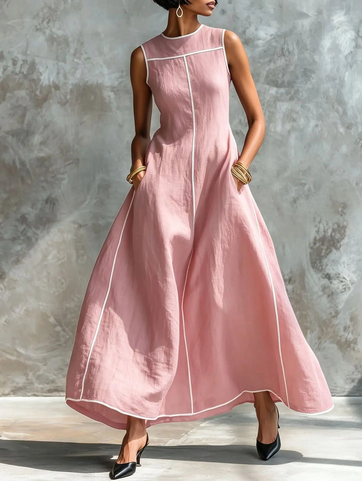 Carlota Maxi Dress Black With Ribetes In Contrast – Sienna Noosa