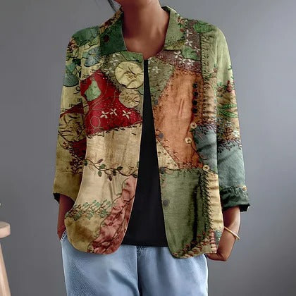 Katalin | Patchwork Print Relaxed Open Shirt – Sienna Noosa