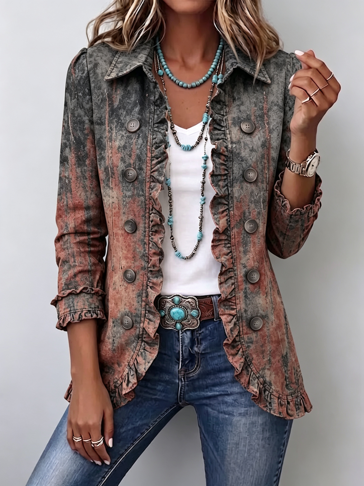 Benita Jacket Ombre Texturizado With Ruffles – Sienna Noosa