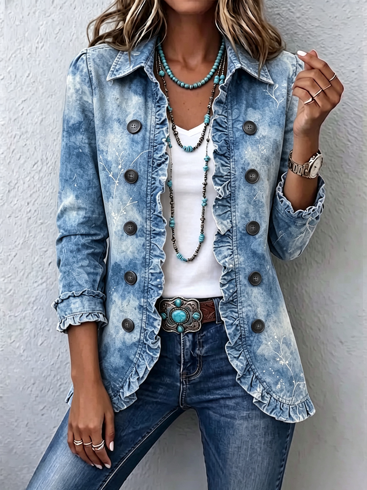 Genoveva Jacket Botanica Ombre With Ruffles – Sienna Noosa