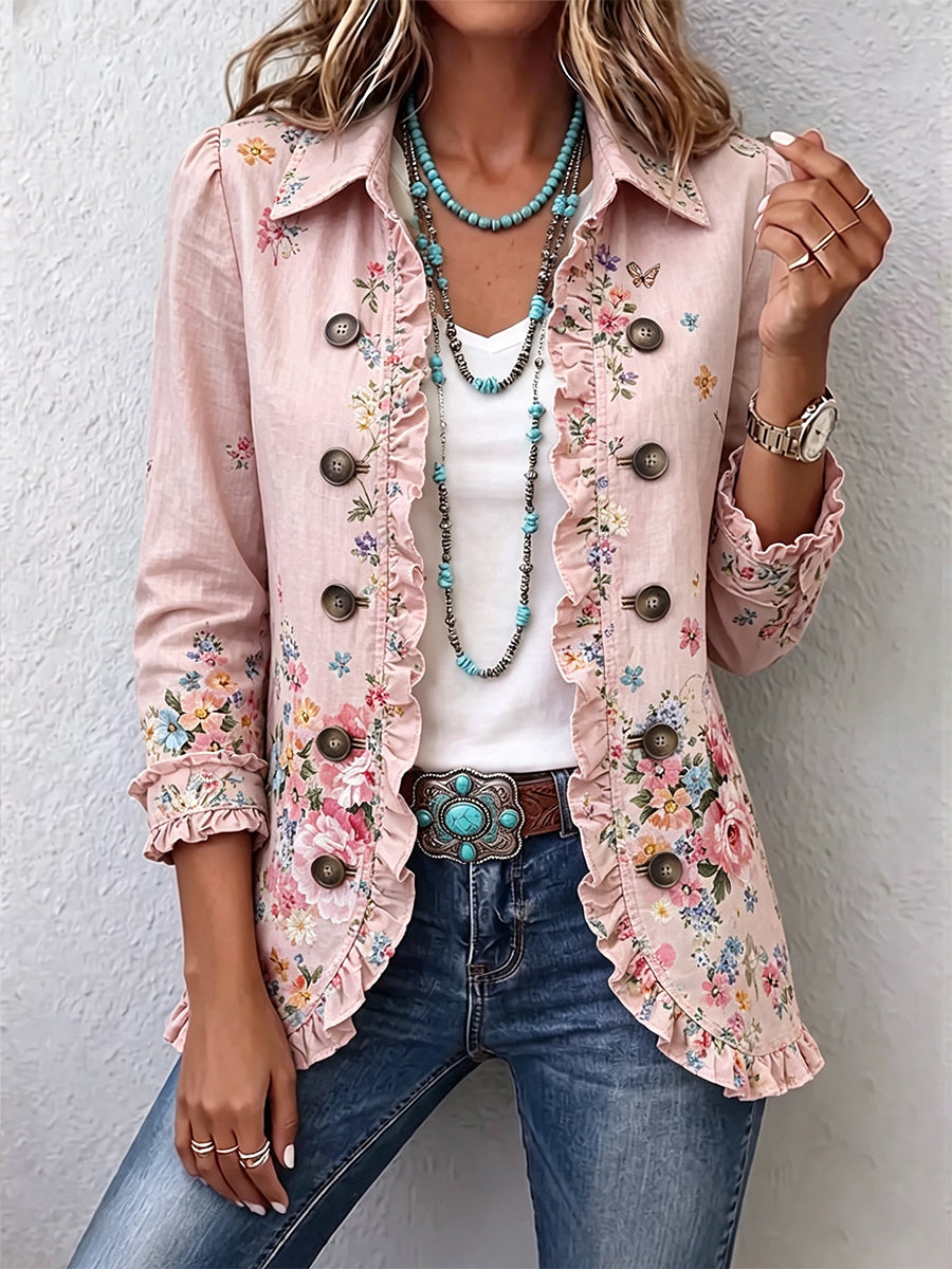 Araceli Jacket Floral With Ruffles And Buttons – Sienna Noosa