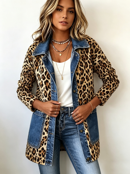 Lorena Jacket Long Leopard With Denim – Sienna Noosa
