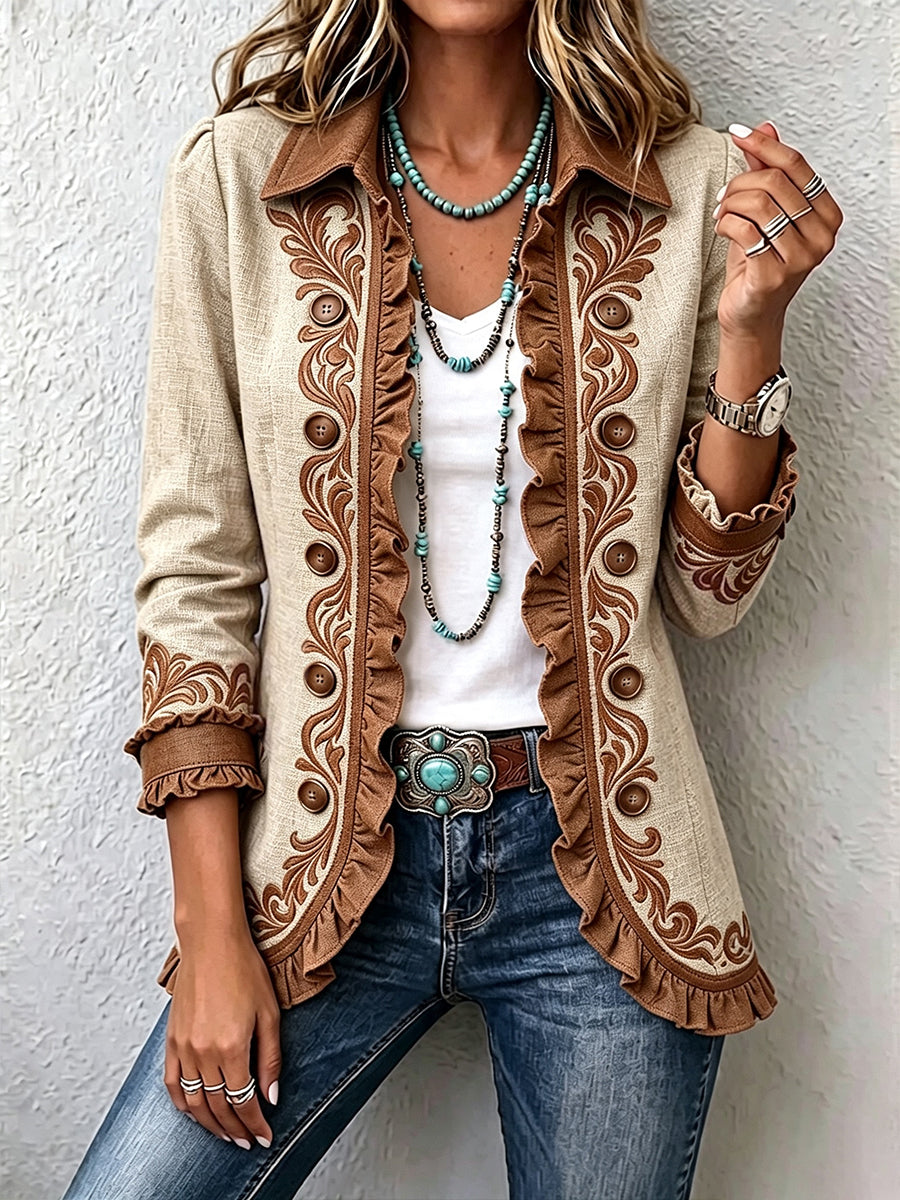 Almudena Jacket Floral Embroidered With Ruffles – Sienna Noosa