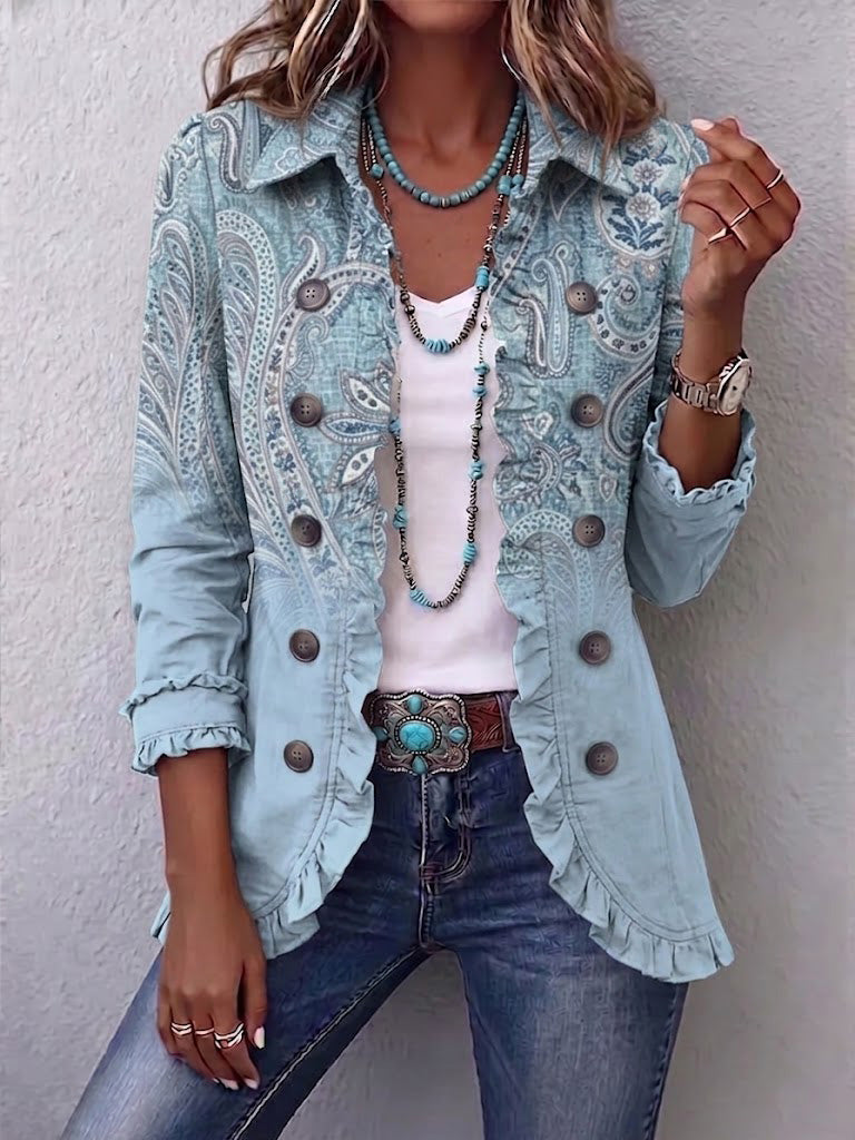 Remedios Jacket Paisley Vintage With Ruffles – Sienna Noosa
