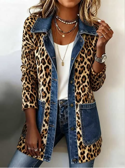 Lorena Jacket Long Leopard With Denim – Sienna Noosa